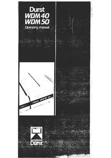 Durst WDM 40 manual. Camera Instructions.